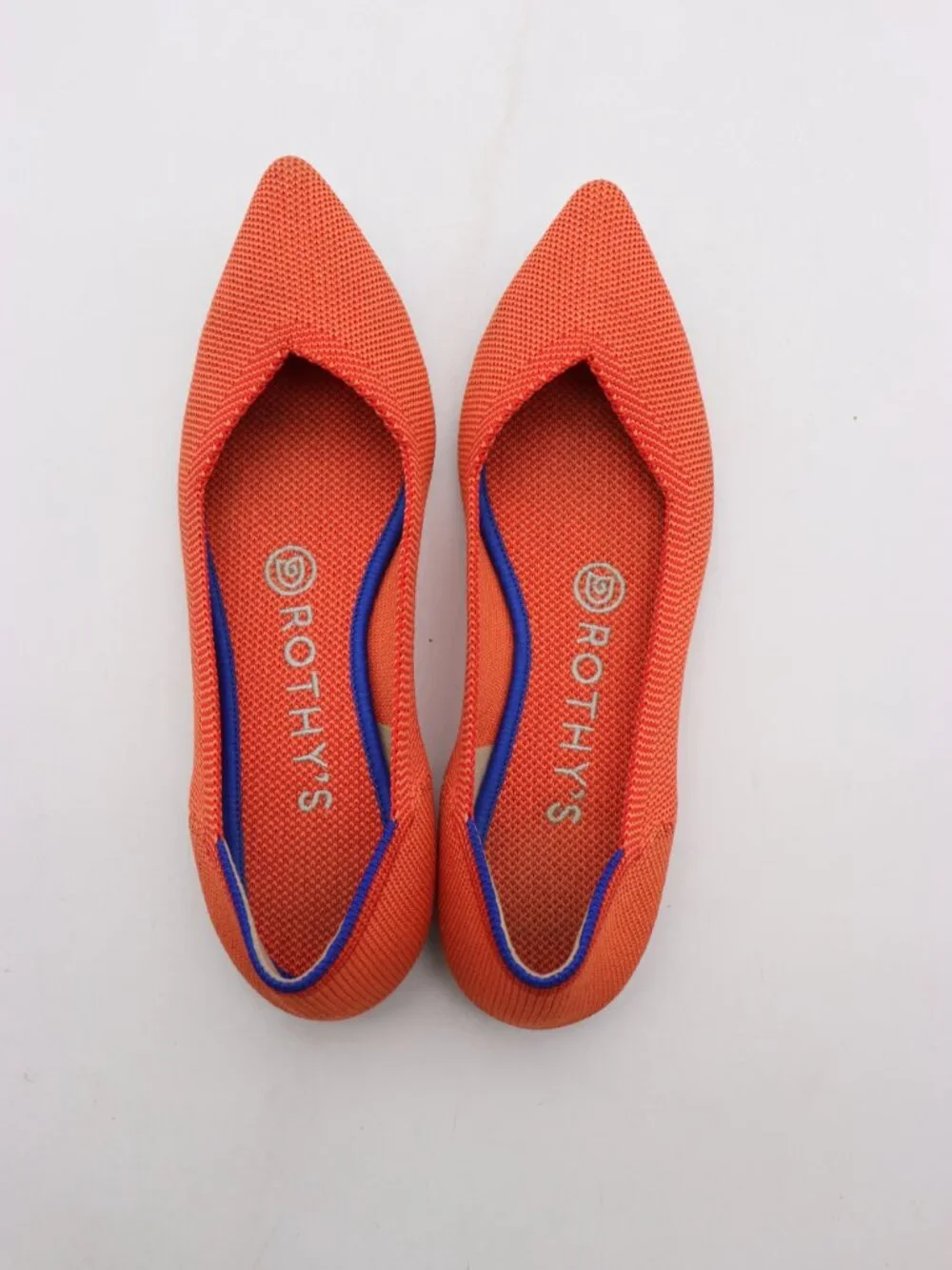 Rothy’s The Point Flats Women's Size 6 Orange Knit Loafer Slip On Ballet Shoes